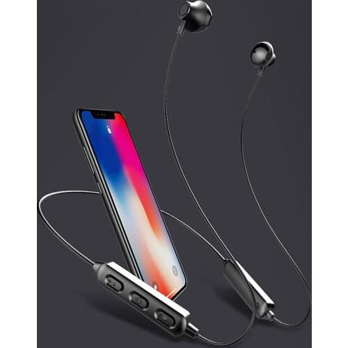 Bluetooth 5.0 Neckband Headset Retractable Earbuds with Mic IPX5 Waterproof for Mobile Phone Music Video Sport