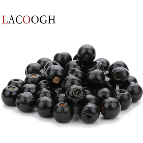 100pcs/lot 3mm Big Hole Black Wood Beads Charms 12mm Loose Spacer Round Shape Beads For DIY Bracelets Jewelry Making Findings