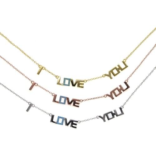 Classic 2018 valentines girlfriend gift 3 color mix 100% 925 sterling silver i love you letter elegant jewelry necklace