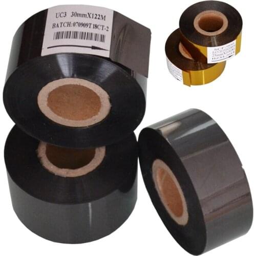 Black Width 25mm length 100m printer date machine hot ink coding roll for packing bags