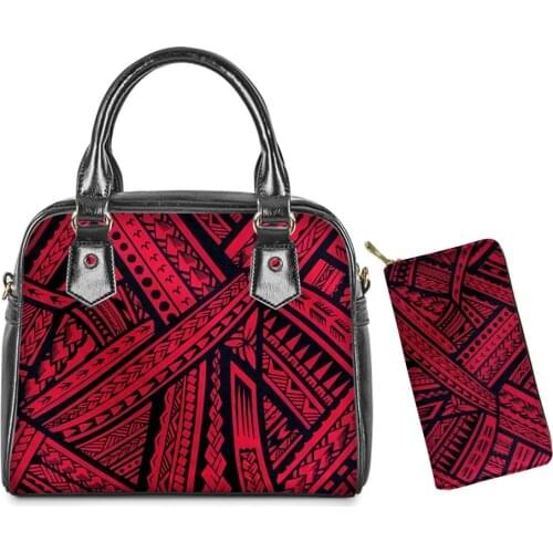 Ladies Handbag Wallet Set Purse Floral Messenger Bag Polynesia Women Party PU Leather Tote Bags Female Casual Beach Clutch Bags