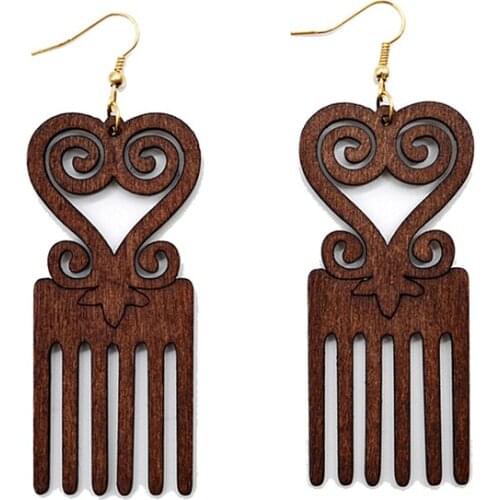 Wooden Comb Earrings Laser Cutting African Style Pendant Earrings Fashion Jewelry Fashion Exaggerated Wood Earrings