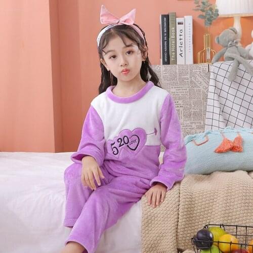 Children Long Sleeve Warm Flannel Pajamas 2020 Winter Boy Girl Sleepwear Cartoon Baby Nightwear Gift Kids Lovely Pyjamas Set