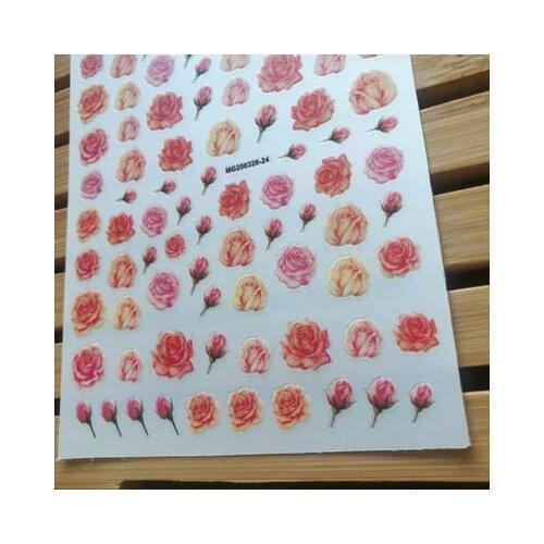 DIY New Style Japanese Traceless Romantic Pink Flowers Nail Stickers Nail Art Factory Sale Price Nail Decoration Hot Sell Gifts