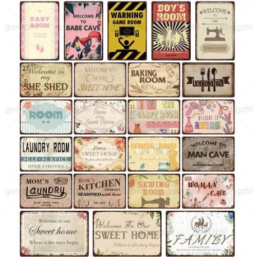 Home Bedroom Metal Tin Sign Decorative Art Poster Cute Text Wall Plaque Interior Decoration Baby Room Kitchen Painting Sticker