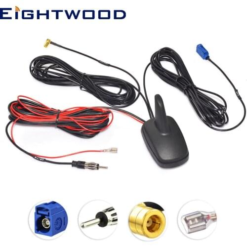 Eightwood Car DAB+ FM +GPS Combined Active Antenna Shark Fin Roof Mount for Pioneer JVC Kenwood Sony Radio Stereo Head-unit