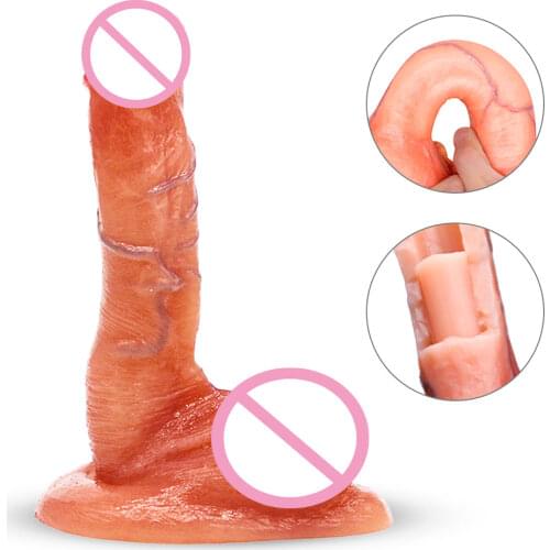 Double Layer Silicone Dildo Simulation Penis with Powerful Suction Cup Female Masturbator G-spot Vagina Stimulator Adult Toys