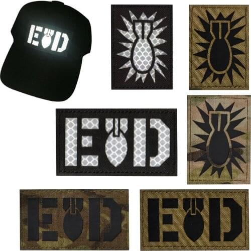 EOD Embroidery Patch Emblem Badge Light Reflecting Bomb Military with Hook for Clothing Backpack,black Tactical Patches
