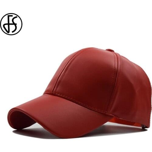 FS High Quality PU Leather Cap Women Men Solid Color Adjustable Spring Winter Baseball Caps Snapback Hat Casquette Homme