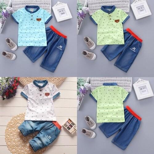 2pcs Toddler Baby Suit Boy Kids Short Sleeve Clothes Sets T-shirt And Shorts Outfits Summer Letter Print Children Kids Clothes