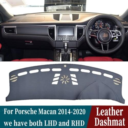 Leather Dashmat Dashboard Cover Pad Dash Mat Carpet Car-Styling accessories For Porsche macan 2015 2016 2017 2018 2019 2020 rhd