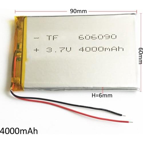 3.7V 4000mAh 606090 Polymer Lithium Li-Po Rechargeable Battery For GPS PSP DVD PAD e-book tablet pc power bank video game