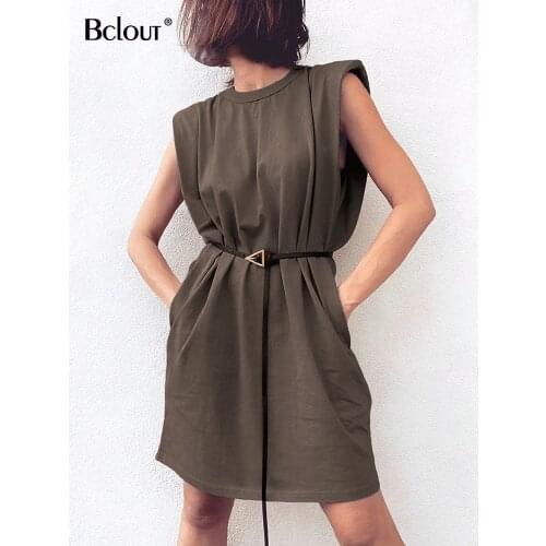 Bclout Sleeveless Mini Black Dress Women Elegant Fashion Solid Loose Dresses Summer Autumn O Neck Sexy Woman Clothes Female