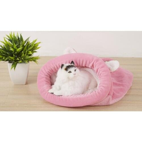 Cat Bed Soft Warm Kennel Cat Dog House Pet Mats Puppy Cushion Rabbit Sleeping Bag Bed Funny Small Animal Pet Nest Products