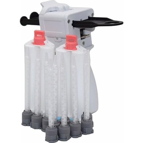 2pcs Empty Cartridge 50ml 1:1 AB Glue Tube Set with Universal 50ml 2:1 1:1 AB Glue Gun and 10pcs 111mm 1:1 Static Mixing Nozzles
