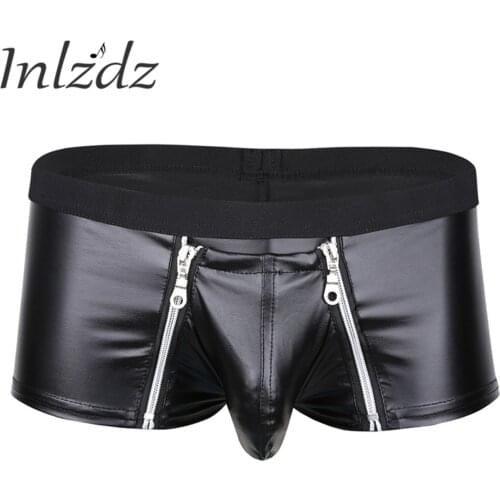 Mens Lingerie Latex Sex Panties Underwear G-String Thongs Shorts Leather Boxer Shorts Bulge Pouch Gay Homme Exotic Sex Underwear