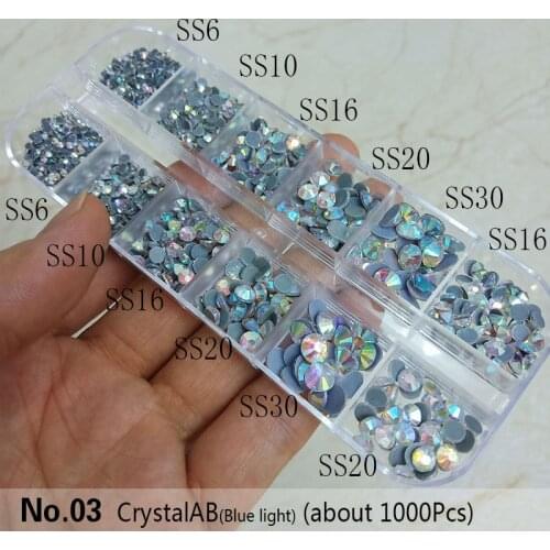 New sale 12Grid Box Hotfix Rhinestone Crystal Mix size and color for apparel shoes and hats decoration