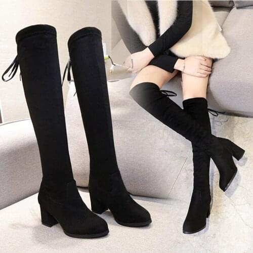 New lacquered boots women 2021 autumn winter wild thick-heeled pointed high boots long boots high-heeled boots for women shoes