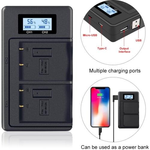 NP-W126 NP-W126 LCD USB Charger for Fujifil Fuji NP-W126 NP W126 Battery X-T3 XA5 XT20 XT2 XT1 XT100 XH1 XT10 XE3 X100F X-PRO2