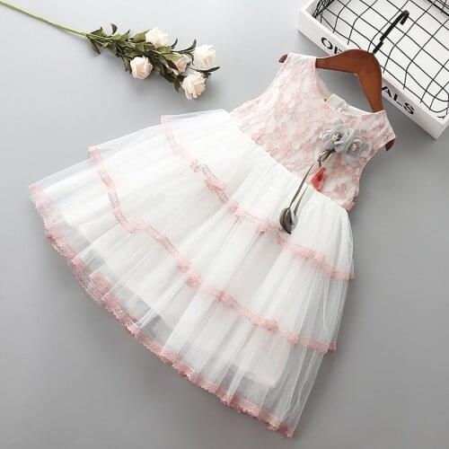2-7 year High quality girl dress 2019 new summer cute bow flower kid children girl clothing party formal princess dress