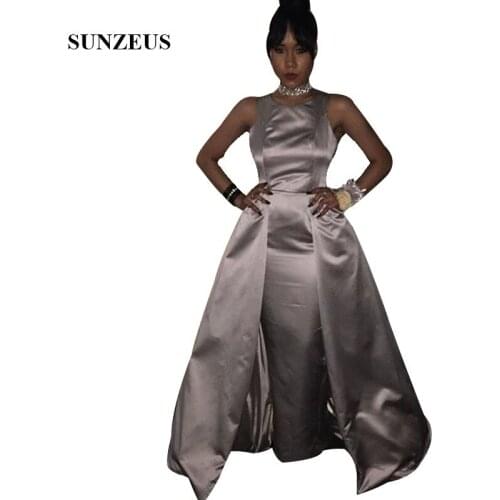 Simple Elegant Satin Evening Dresses Silver Grey Floor Length Long Formal Gowns African Black Girls Party Dress vestidos largos
