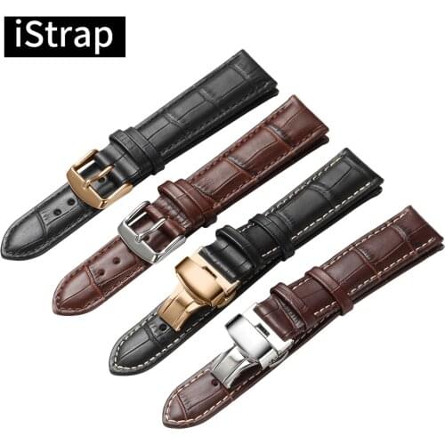 IStrap Watchband 18mm 19mm 20mm 21mm 22mm 24mm Soft Calf Genuine Leather Watch Strap Alligator Grain Watch Band for Tissot Seiko
