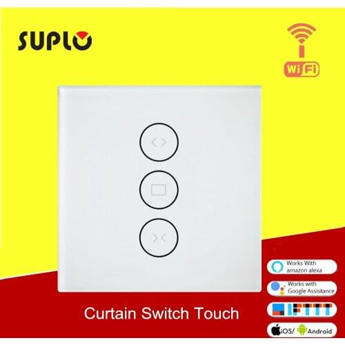 SUPLO EU Smart WiFi Curtain Switch Touch APP Remote Control Works with Alexa and Google Home or Electrical Roller Blinds