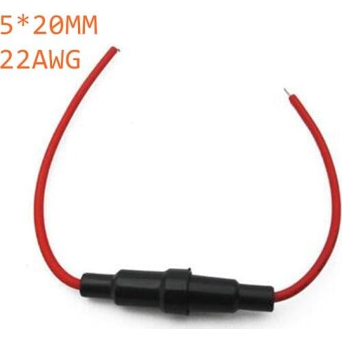 10pcs 5*20mm Glass fuse holder Screw Type 5X20mm with 22 AWG Wire Cable 250V Glass fuse tube fuse casing