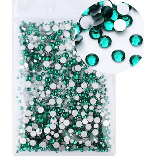Rhinestone decor Nails Decoration Mixed Emerald Non Hotfix Fabric crystal Nail flat back DIY Nail Art Crystal set Decorations