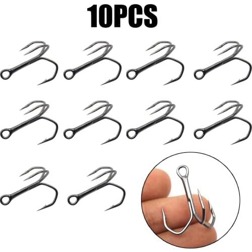 10pcs Treble FishHook High Strengthen Hooks Fishing High Carbon Steel Barbed Saltwater Fish Hooks Pesca Iscas Tackle Tools