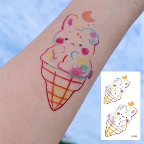 2pcs Waterproof Temporary Tattoo Sticker Cute Raibow Cat Flower Tattoo Colorful Birds Leaf Water Transfer Fake Flash Tattoos