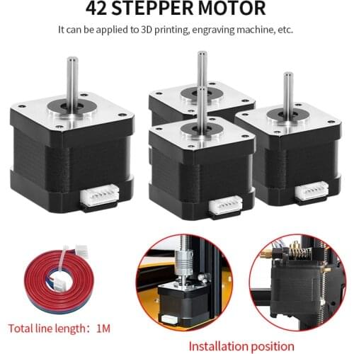 4pcs 3D Printer Parts Stepper Motor 17HS4401S 1.5A 42 Motor 42BYGH 17HS4401 4 Lead For 3D Printer CR 10 Ender 3 XYZ CNC Engraver