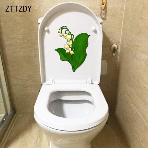 ZTTZDY 18.9*22.9CM Green Beautiful Bellflower WC Toilet Sticker Home Living Room Wall Decal Decor T2-0304
