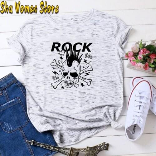 Hillbilly New Casual High Quality Skull Series Punk Style printing T-shirt Womens T-shirt Summer Short-sleeved Shirt T-shirt Un