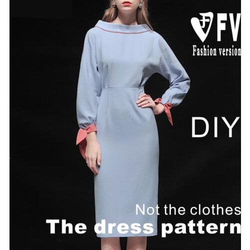 Ladies Slim Dress Pattern Garment Sewing Drawing Design Drawing BLQ-454