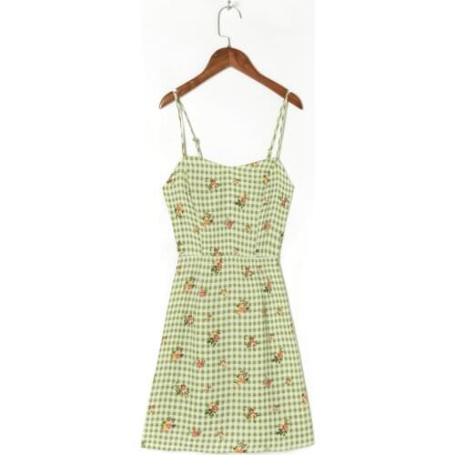 Women Dress Summer 2021 Straps Sexy Sleeveless Backless Print Floral Color Beach Style Chiffon Autumn Female Vestido Robe C2820