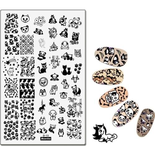 Animal Unicorn Series Nail Stamping Plates Template Cute Dog Cat Panda Image Stencil Nail Art Stamping Plate D13