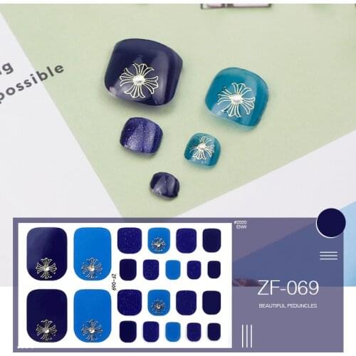 1pc Toenail Art Sticker Glitter ZF Series Full Wraps Polish Stickers Adhesive Beauty Nail Designs Manicure for Women