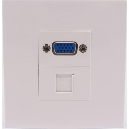 15pins Weld VGA RJ45 Socket Wall Face Plate Panel Outlet For PC Computer Internet Lan