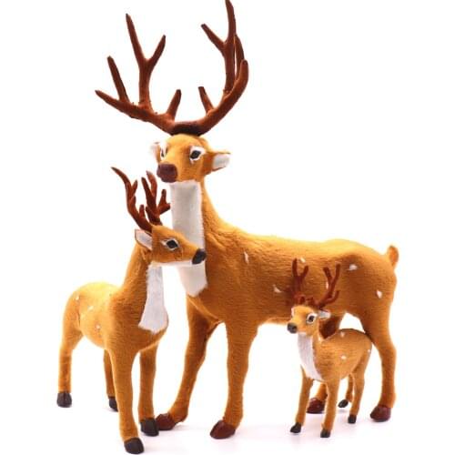 19cm New Plush Christmas Deer Scene Arrangement Props Christmas Ornaments Christmas for Home New Year Birthday Gift Supplies