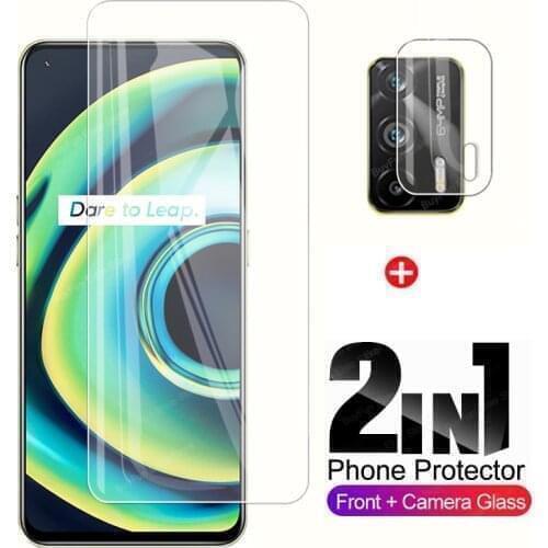 2 in 1 Tempered Glass for Oppo Realme Q3 Pro 5G Full Screen Protector & Lens Film for Real me Q3 Pro 6.43'' Protective Glass