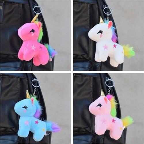 2021 New Fashion Stereo Rainbow Unicorn Keychain Keyring Creative Mobile Phone Bag Car Exquisite Pendant Gift For Friends