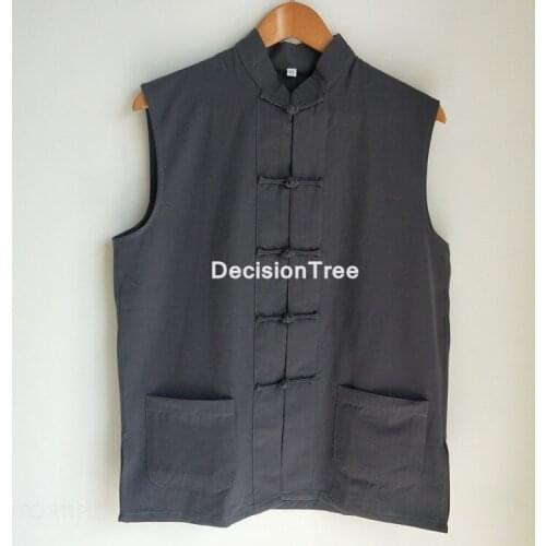 2021 traditional chinese tang suit clothes men kung fu tai uniform cotton vest chinese zen tea casual breathable mens vest