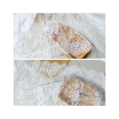 3M French Eyelash Lace Fabric 150cm White Black Diy Exquisite Lace Embroidery Clothes Wedding Dress Accessories