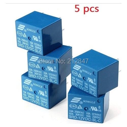 5pcs Coil Voltage SPDT 1NO 1NC 5Pin Plug in Mount Square Blue Plastic General Purpose Power Relay