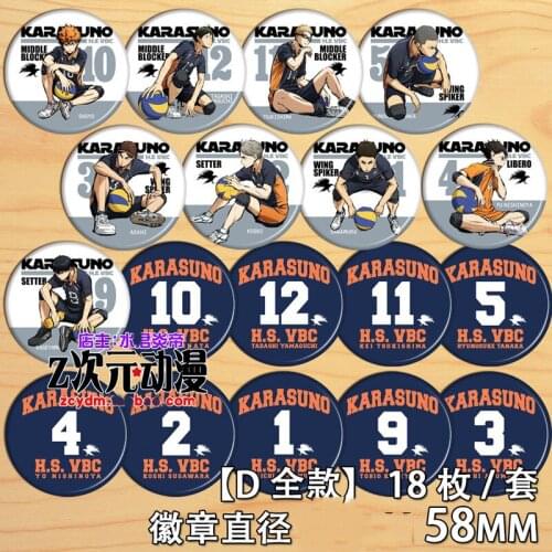 58mm Haikyuu!! volleyball Brooch tobio Shoyo koushi Brooch Icons