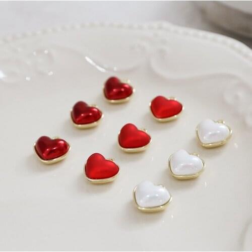 6pcs Korean New Romantic Lovely Heart Shape Earrings for Women red pendant diy jewelry earrings necklace material accessories
