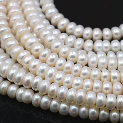8-9mm White Natural Freshwater Baroque Pearl Loose Abacus Beads for DIY Necklace Bracelet Pearls Jewelry Making Strand 14.5"A488