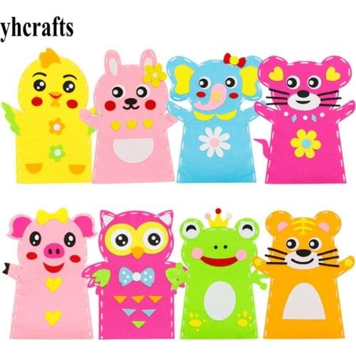 8PCS/Lot.New diy felt animals hand puppets crafts kits Fabric handmade toys Early learning educational Kindergarten gifts Cheap