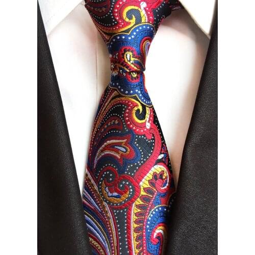 8cm Embroidered Men Woven Tie Designer Colorful Paisley Necktie for Mens New Year Xmas Gift